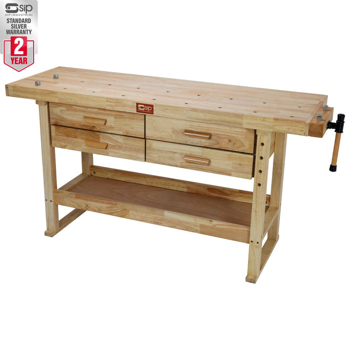 SIP Professional Hardwood 4-Drawer Workbench