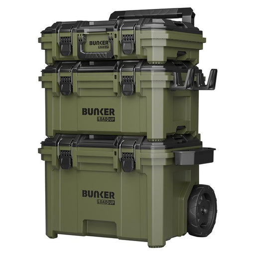 Green Bunker Load Up boxes with black accents on a white background