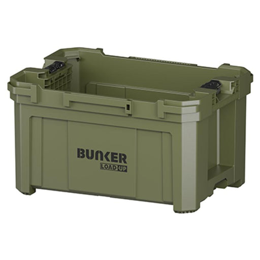 Green storage crate with 'Bunker Load Up' branding on a white background