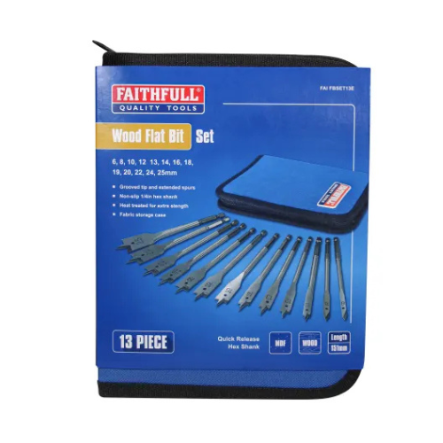 Faithfull 13pc Flat Bit Set (6 - 25mm)