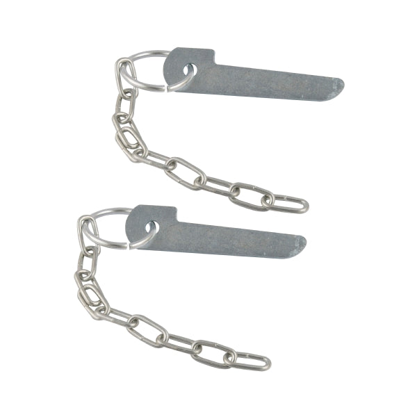 100mm x 4mm Zinc Plated Flat Plate Pin & Chain (Pack of 2)