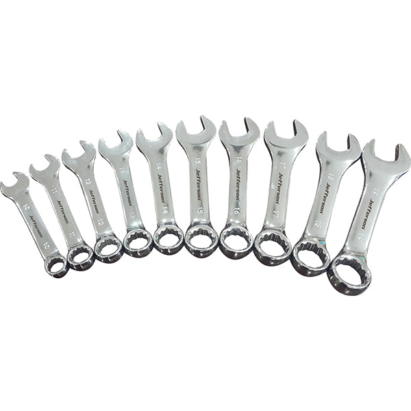 Jefferson 10pc Stubby Spanner Set (10 - 19mm)