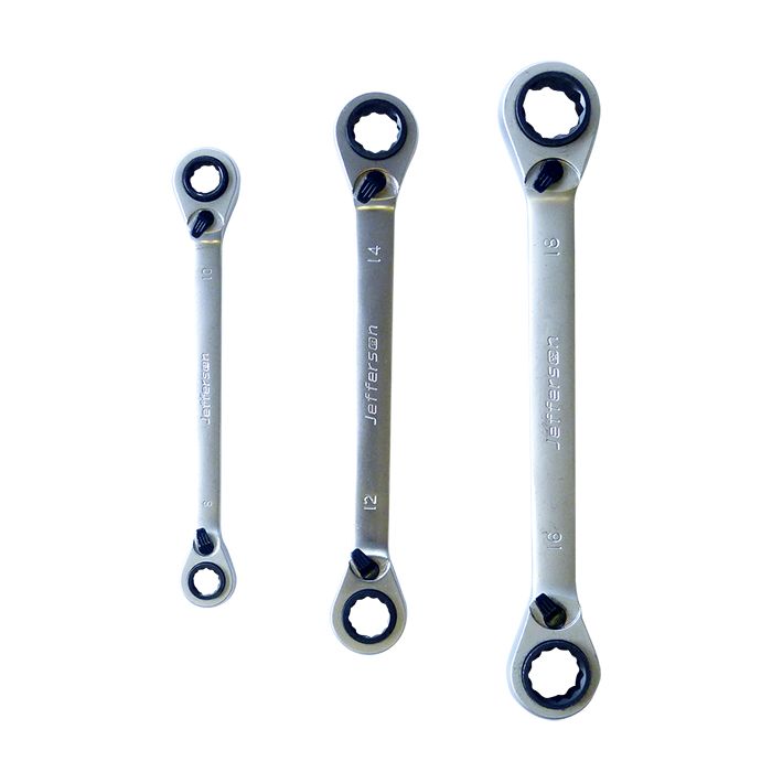 Jefferson 3 Piece 4in1 Reversible Ratchet Spanner Set