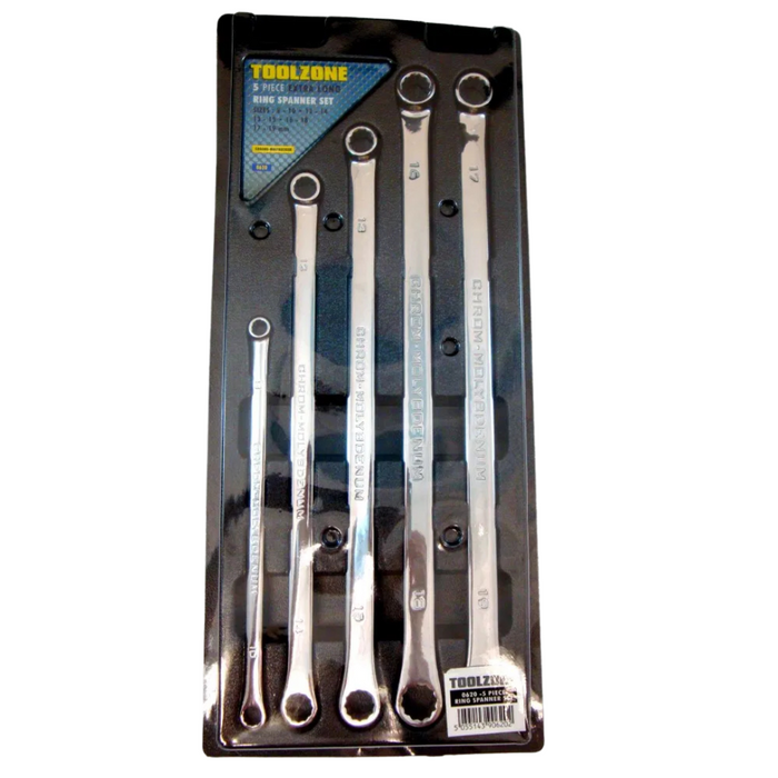 Toolzone 5pc Long Ring Spanner Set (8 - 19mm)