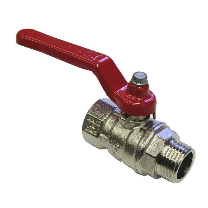 Ball Valve Red Handle 1/2'' Male x 1/2'' Female
