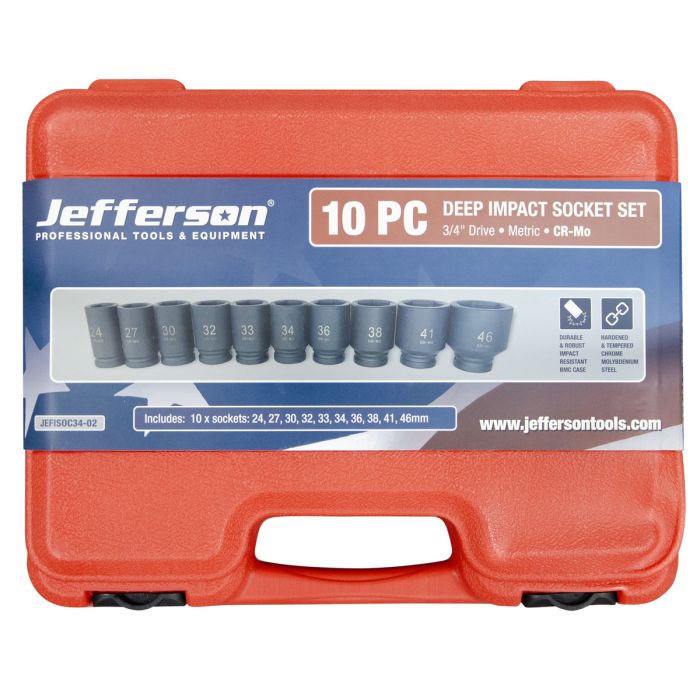Jefferson 10pc 3/4'' Impact Socket Set (24 - 46mm)