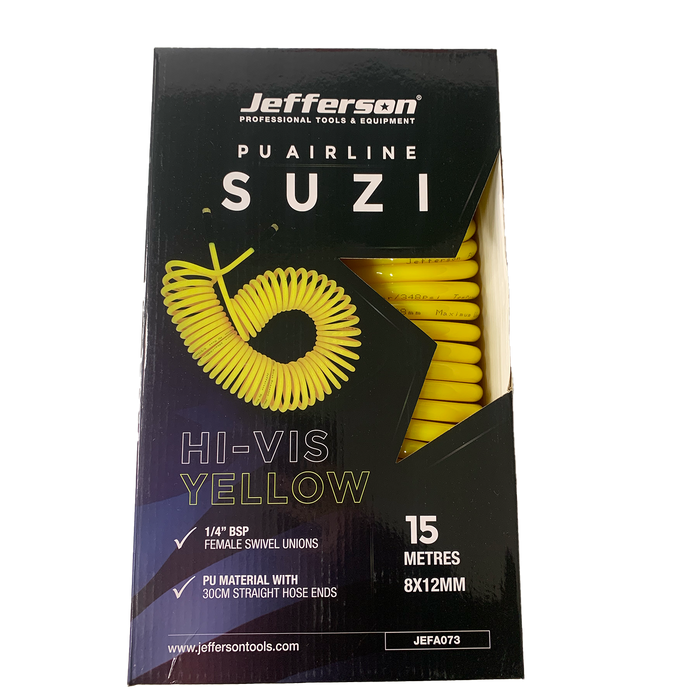 Jefferson 15M Yellow Heavy Duty Hi-Vis Suzi Airline (8mm Bore)