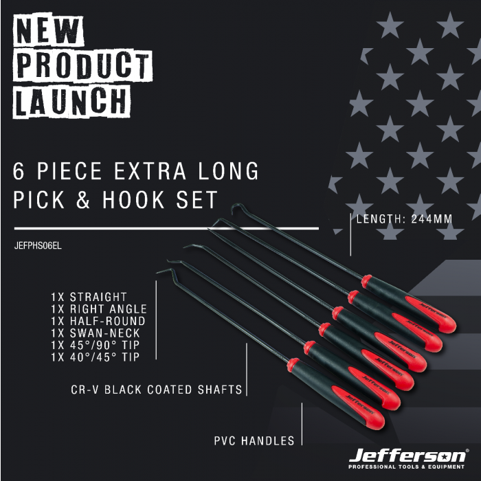 Jefferson 6pc Extra Long Pick & Hook Set