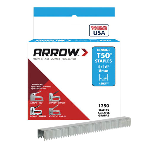 Arrow T50 Staples 8mm (5/16'') Box of 1250