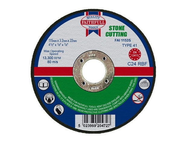 Faithfull 115 x 3.2mm Stone Cutting Disc (4 1/2'')