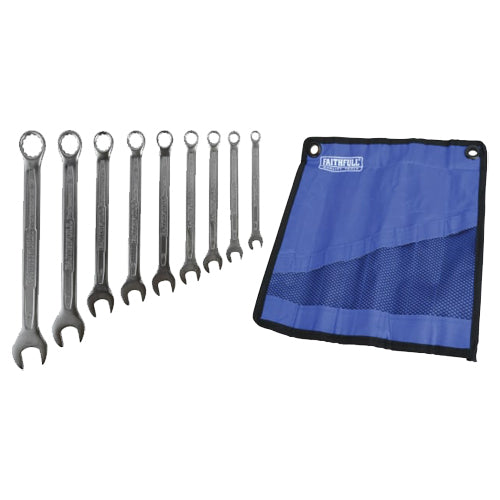Faithfull 9pc Combination Spanner Set with Roll (8 - 19mm)