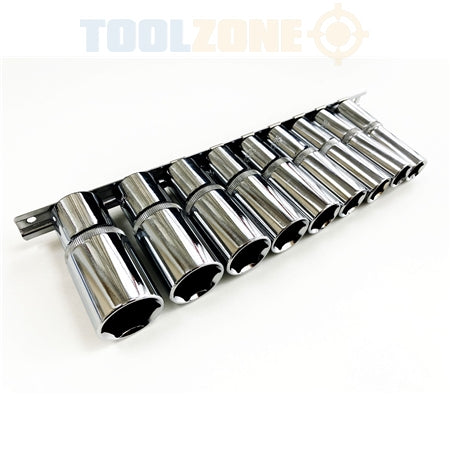 Toolzone 10pc 1/2'' AF Deep Socket Set (1/2'' - 1'')
