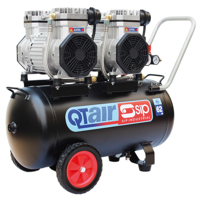 Air compressor with 'Qtair sip' branding on a white background