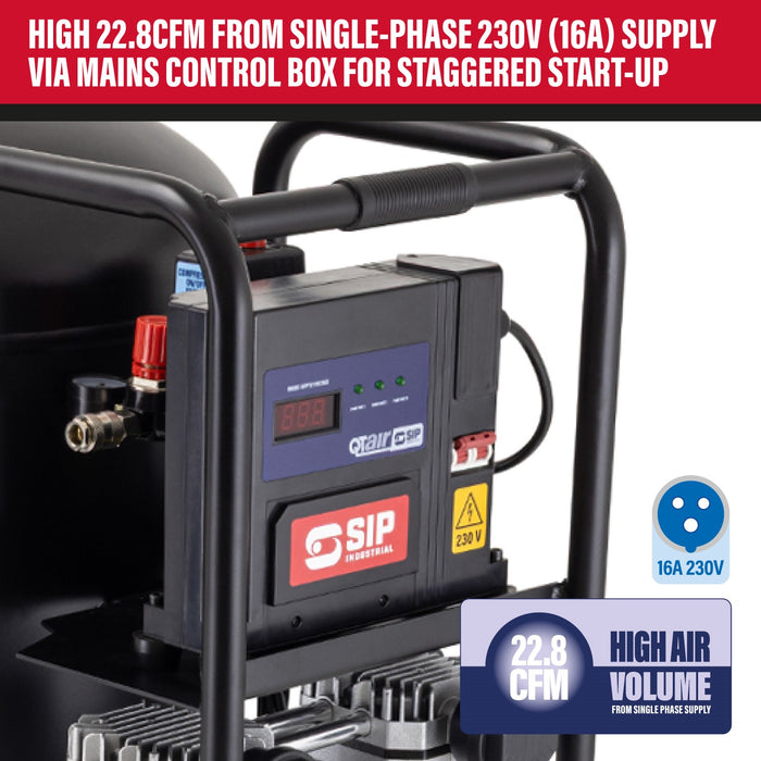 SIP 05495 QT Air 200L 4.5hp Ultra Low Noise Oil-Free Vertical Compressor (22.8CFM)