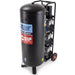 A black industrial air compressor on a wheeled cart, featuring a large cylindrical tank and a visible multi-stage pump assembly with silver and black components. The tank has a blue and red 'SIP Air' logo on the side.