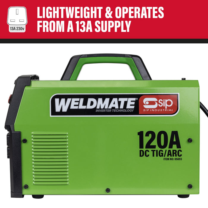 SIP 05693 Weldmate Pro 120amp DC Tig/ Arc Inverter Welder (HF)