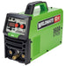 Green and black welding machine with digital display and SIP Weldmate branding on a white background