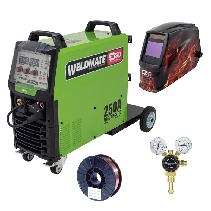 SIP 05751 Weldmate Autoplus 250A Mig/ Arc/ Tig Synergic Welder Package Deal