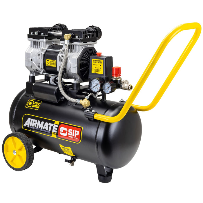 Airmate SIP air compressor with a yellow handle on a white background