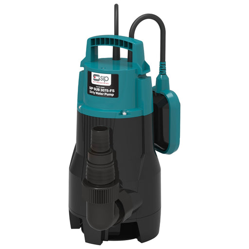 Teal and black submersible pump with visible brand logo on a white background