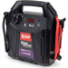 A black SIP Industrial Start Master 8000A lithium jump starter portable power station with red jumper cables attached on the side, shown on a white background.