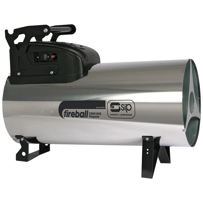 Propane heater with 'fireball' branding on a white background