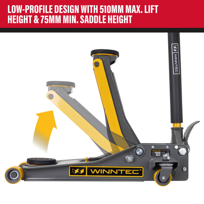 Winntec® 09714 +SERIES 3 Ton Low Profile Trolley Jack (503mm)