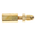 A brass spray cylinder adapter with a hexagonal body, threaded tube, and a rounded nozzle tip, shown against a plain white background.