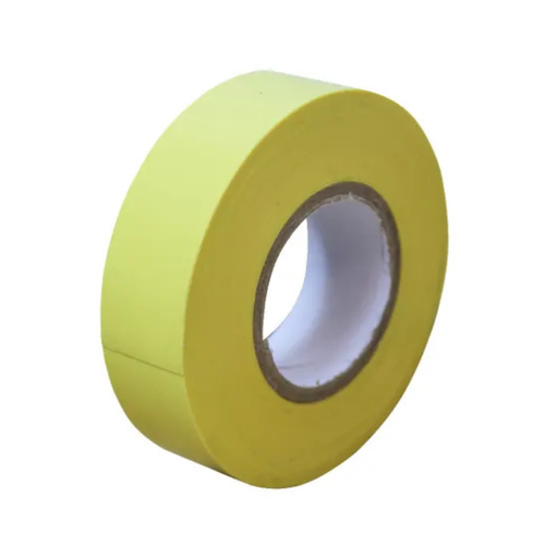Yellow electrical tape roll on a white background