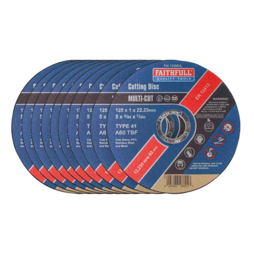 Set of Faithfull cutting discs on a white background