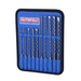 Set of drill bits in a blue case with Faithfull branding on a white background