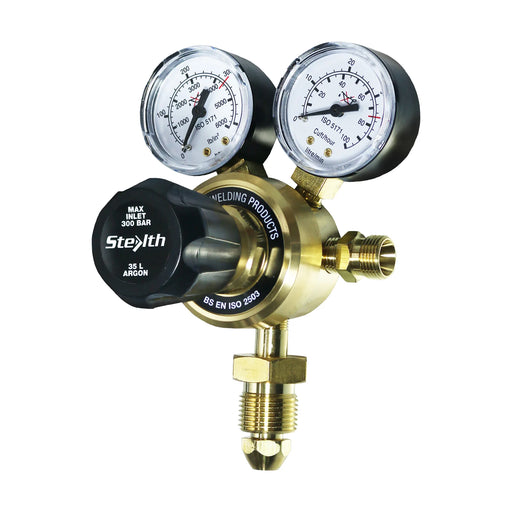 Gas regulator with two gauges on a white background