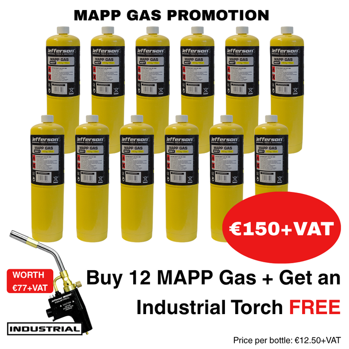 Jefferson 12 PACK MAPP/ PRO Gas Promotion Deal c/w FREE Industrial Torch