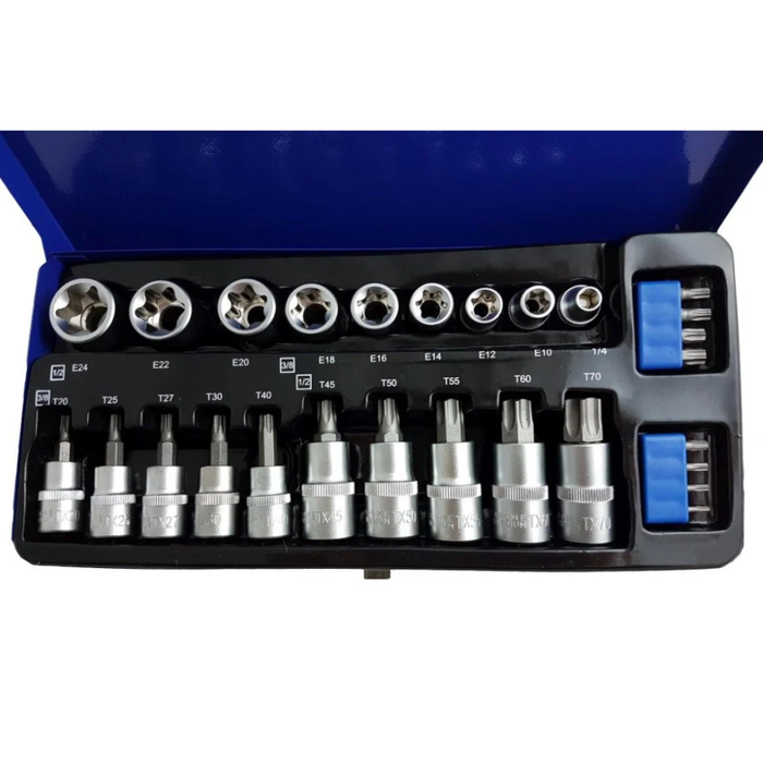 Toolzone 27pc 3/8" & 1/2" Star Bits & E Sockets