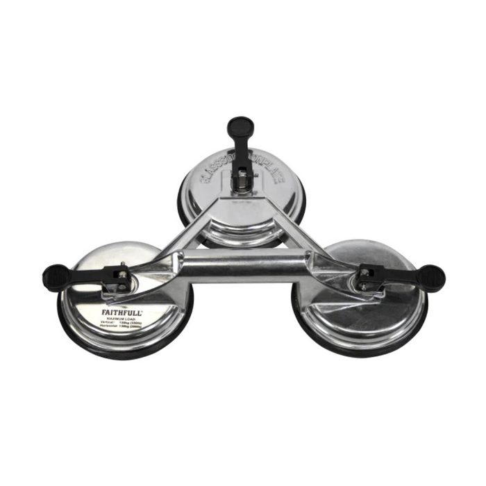 Faithfull Triple Pad Aluminium Pro Suction Lifter (150Kg)