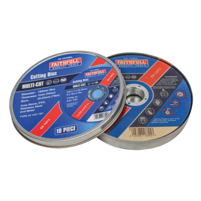Faithfull 125 x 1mm Multi Purpose Cutting Disc (4 1/2'') (10pk)