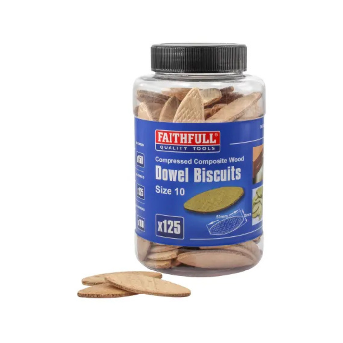 pack of 125 faithful dowel biscuits size 10
