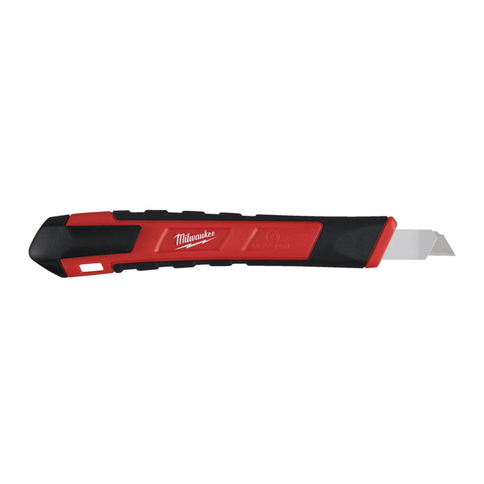 Red and black Milwaukee utility knife on a white background