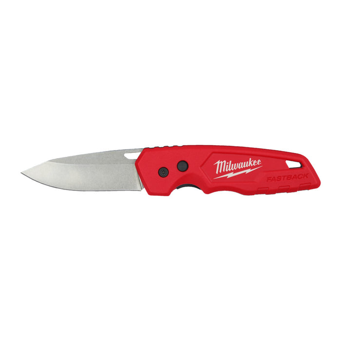 Red Milwaukee Fastback pocket knife on a white background