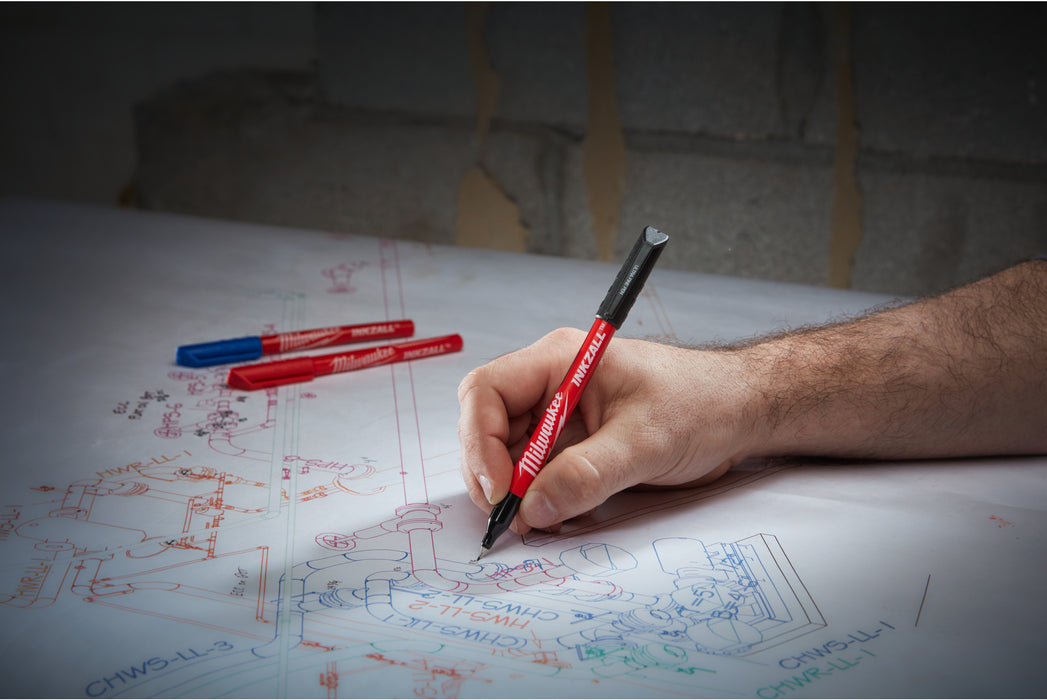 Milwaukee 48223165 INKZALL Ultra Fine Point Coloured Pen Set (4 Pack)