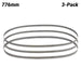 Three 776mm metal bandsaw blades on a white background with '3-Pack' text.