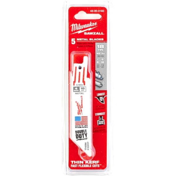 Milwaukee 48475183 Sawzall Metal Thin Kerf 100mm x 18tpi (5 pcs)