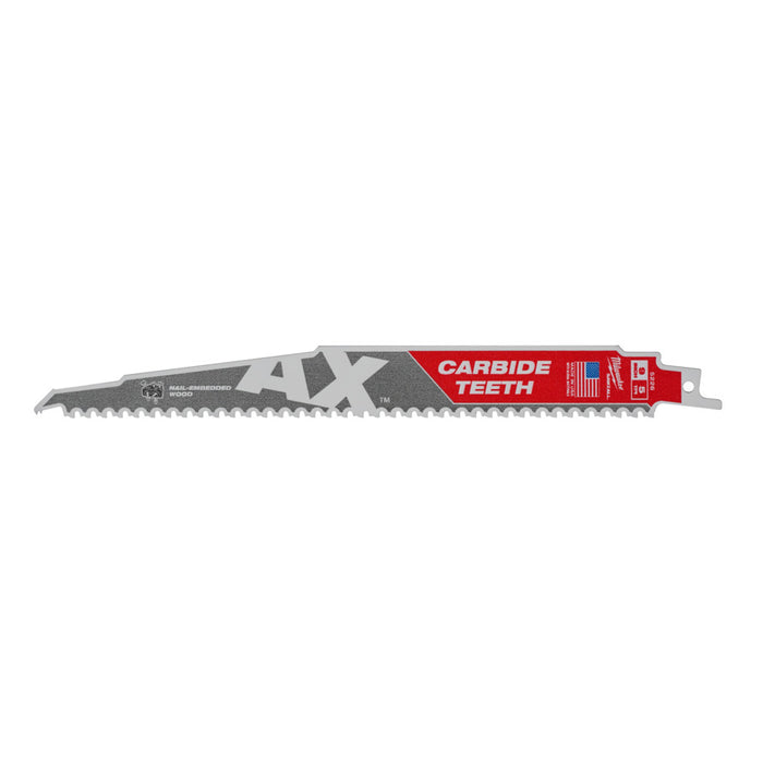 Saw blade with ' carbide teeth' text on a white background