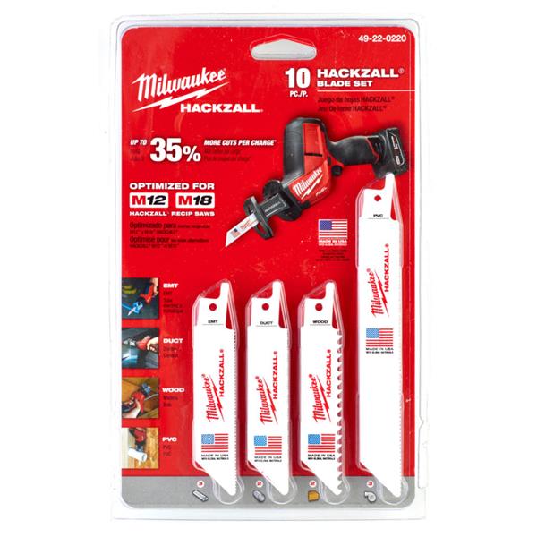 Milwaukee 49220220 10 Piece Hackzall Blade Set