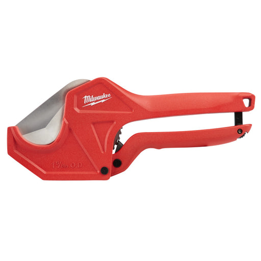 Red Milwaukee pipe cutter on a white background