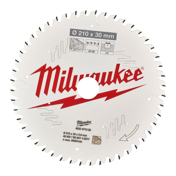 Milwaukee 4932471325 210mm 48T Wood Cutting Mitre Saw Blade