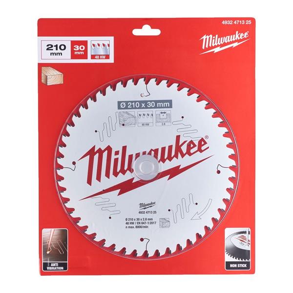 Milwaukee 4932471325 210mm 48T Wood Cutting Mitre Saw Blade