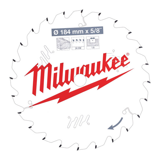 Circular saw blade with Milwaukee logo on a white background