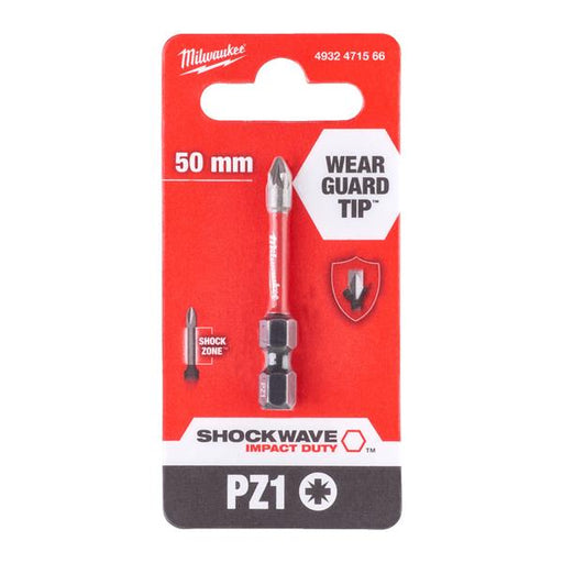 Milwaukee Shockwave impact duty drill bit with wear guard tip on red packaging