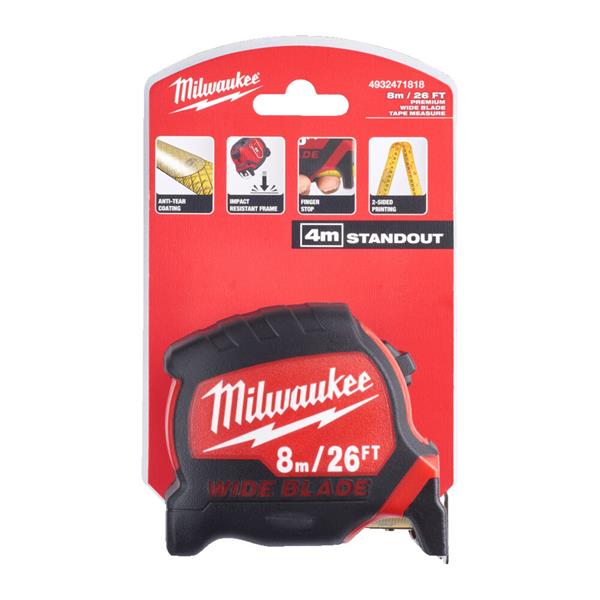 Milwaukee 4932471818 Premium Wide Blade 8m/26ft Tape Measure
